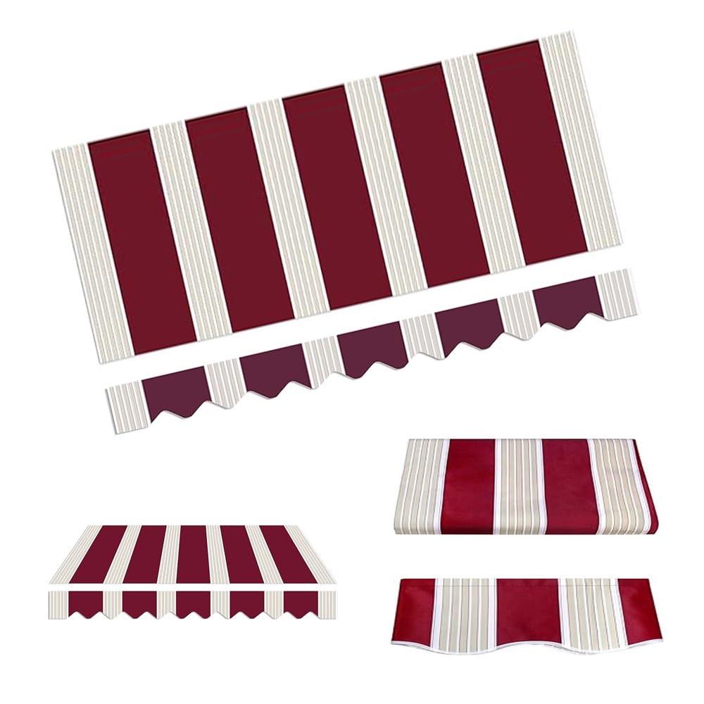 GJZQDKX Retractable Patio Awning Fabric Replacement 250x200cm & 300x250cm Durable Polyester Sunshade Cover Outdoor Canopy Tarp (Red 20x10ft/6x3.0m)