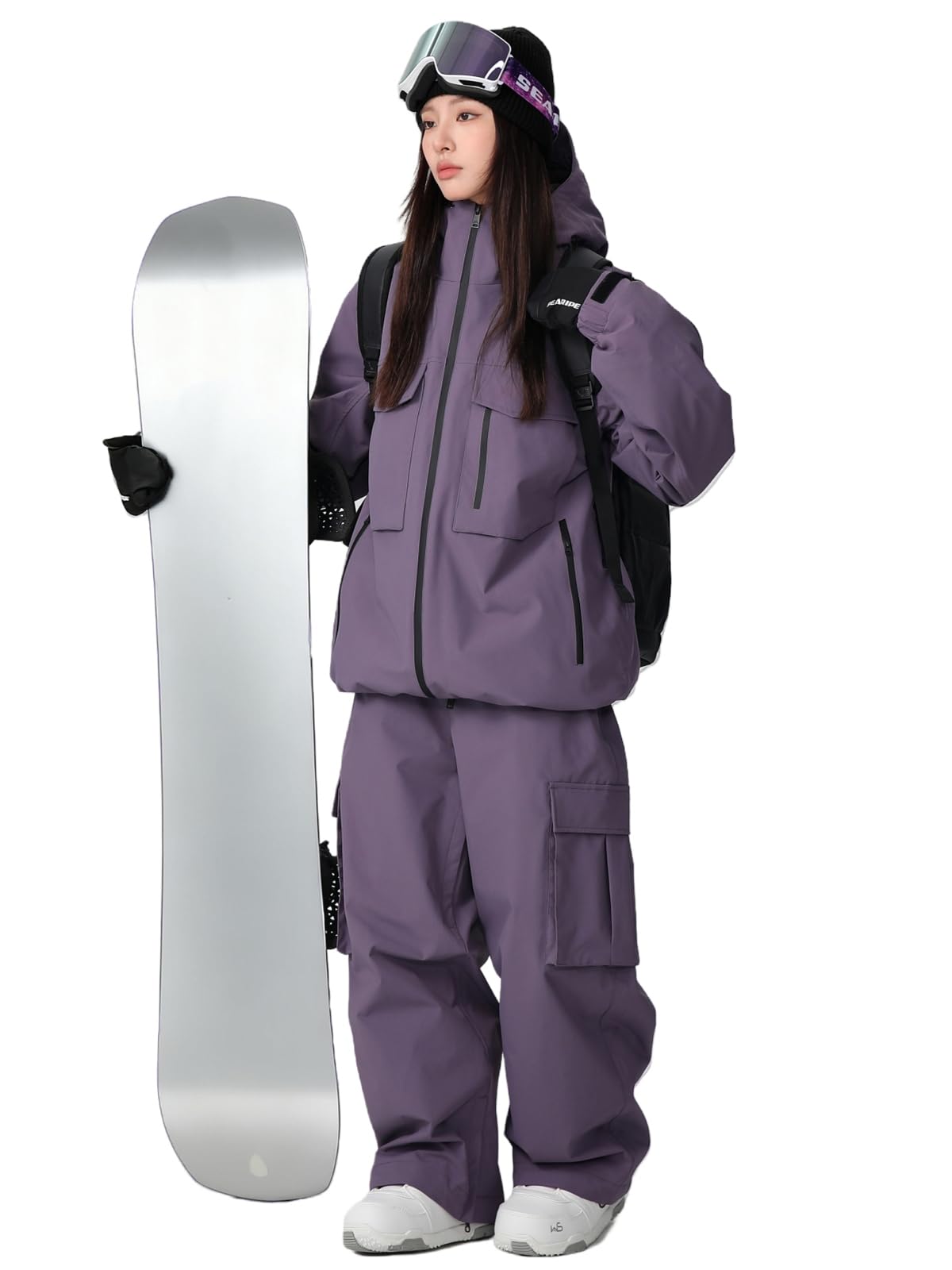 HOTIAN Herren Damen Skijacke und Skihose Set Wasserdicht Winddicht Baggy Skianzug Winter Warme Atmungsaktiv Schneeanzüge