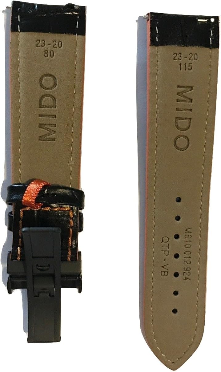 Amazon.com: Auténtico MIDO Multifort 0.906 in Negro Cuero Naranja Costura  Banda Correa Con Hebilla De Cierre Para M005614A : Ropa, Zapatos y Joyería