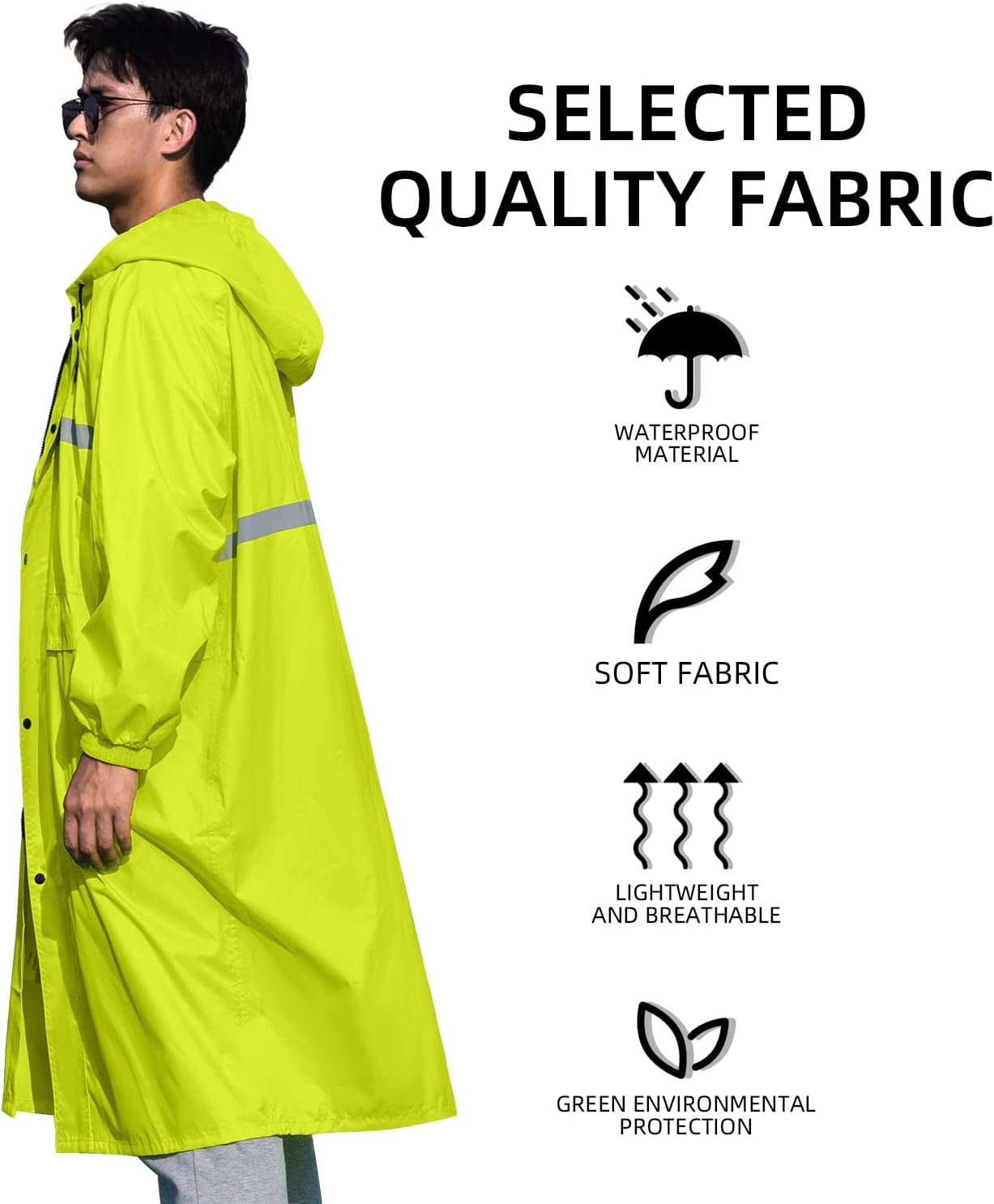 Coralrain Long Hooded Raincoat Safety Waterproof Emergency Rain Jacket Poncho for Men Women Adults - Image 5