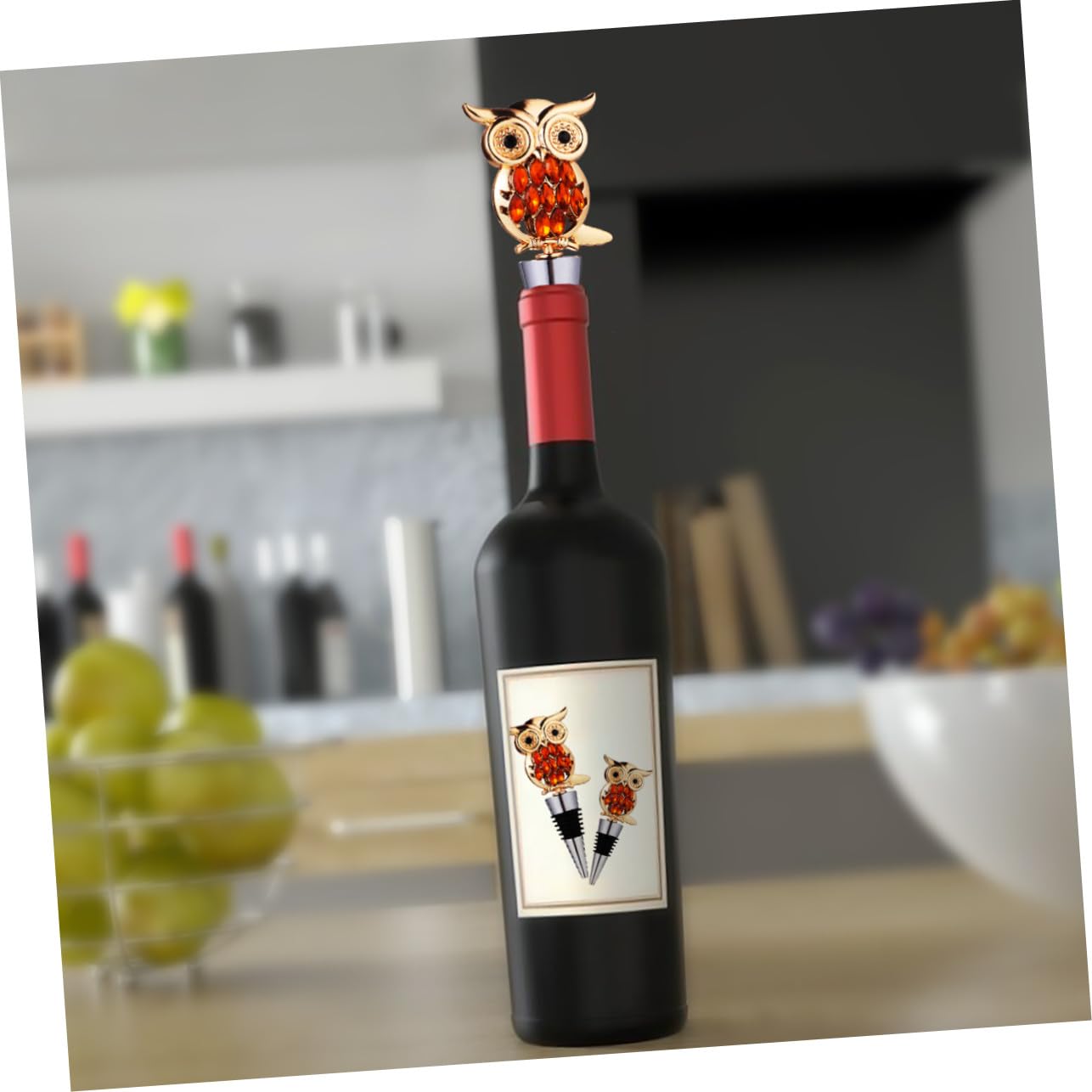 Gatuida Bouchon à Vin en Alliage Zinc Forme Hibou Doré Réutilisable Prise à Vin Domestique Bière la Cuisine