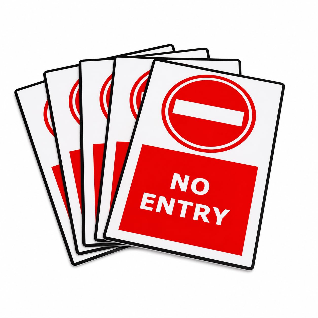 No Entry | 20cm x 15cm | Red/White - PVC Plastic Sign for Restricted Areas, Private Property, Security Zones, Traffic Control | UK-Made with Renewable Energy | Low Carbon Footprint - x5