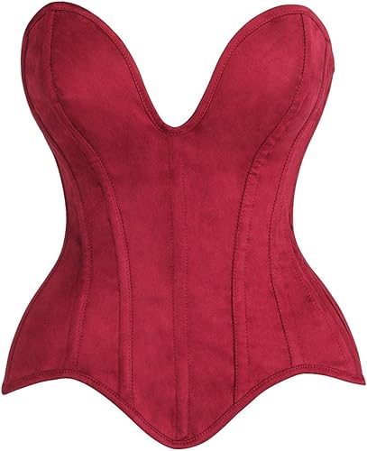 Daisy Corsets Womens Red Suede Plunge Steel Boned Corset Top & Plus Size Western