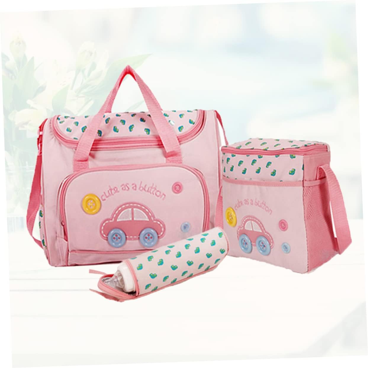 Large Capacity Diaper Bag Set for Moms Stylish Multi-functional Baby Nursing Tote Changing Pad Travel Handbag Car Pattern for Newborns and Maternity