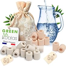 EM Pack of 100 Pink Ceramic Beads x 50 + Grey x 50 x Pack of 50 Natural Purifier Tap Water Filtration Jug Fountain Bottle Coffee Machine Kettle Balls Filter Anti-Limescale Chlorine