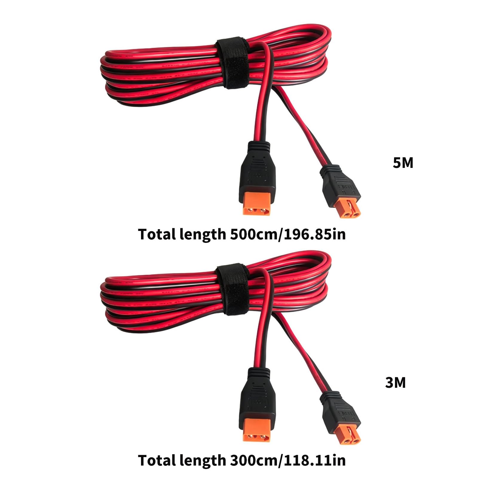 XT60i Ladeverlängerungskabel 12AWG Stecker auf Buchse, 5 Meters | Geformte Zugentlastung, rot schwarzes Kabel für Camping Stromversorgung