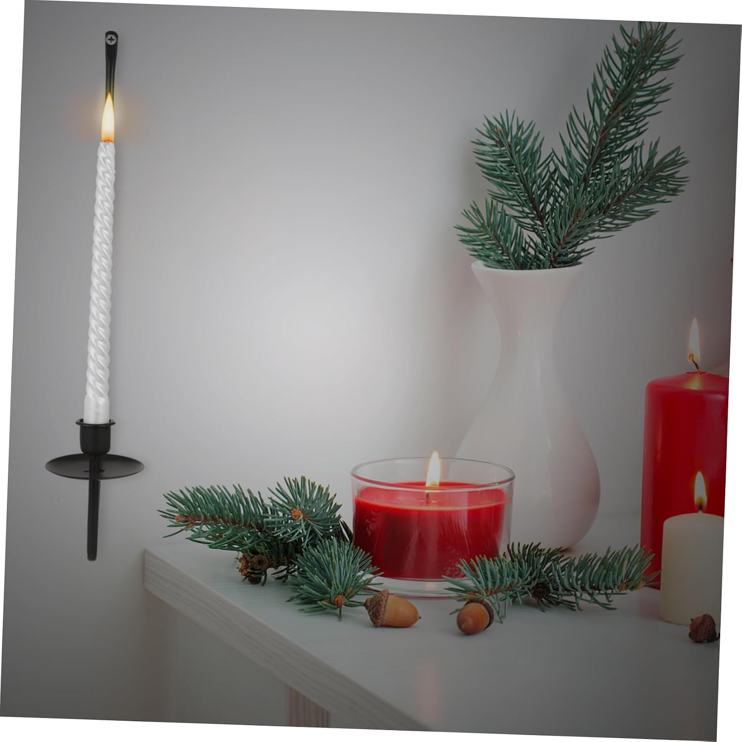 Ciieeo Modern Farmhouse Wall Candle Lamp Decorative Wall Mount Candle Sconces Wrought Iron Candlestick Holders for Home Decor
