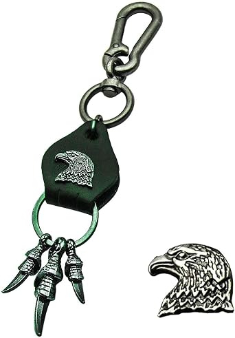 Liangery Eagle Claw Punk Leather Keychain for Men Women - Heavy Duty Car Key Chain with Leather Strap Claw Key Ring for Keys