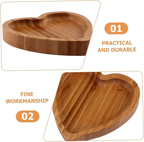 Miniatura 2 de HEMOTON Bandeja de plato de postre Bandeja de servir de cóctel Platos de exhibición de postre Bandeja de madera en forma de corazón Bandeja de