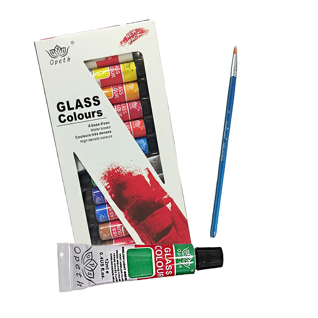 Pintura para Cristal y Vidrio 12 Colores + 1 Pincel, Pinturas para Pintar Cristales, Vasos, Copas, Ventanas, Pintura de Vidrio para Manualidades y Arte, Regalo de Manualidades, (Pintura Cristal)