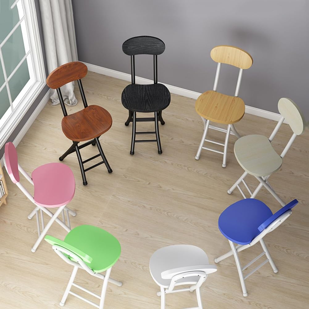 Tabouret de Bar Pliant, Chaise Pliante Portable de 18 Pouces avec Dossier, tabourets Hauts de comptoir Ronds Pliables for Adultes Cuisine Camping(Light Yellow)