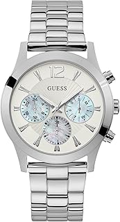 ساعة من جيس للنساء، بمينا لؤلؤية وسوار فضي، مع ميزة الكرونوغراف