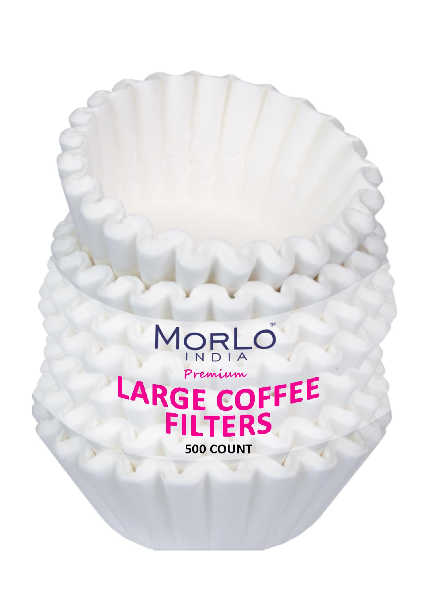MorLo Premium Large Coffee Filters, 8-12 Cups, 500 Count, 3 1/4
