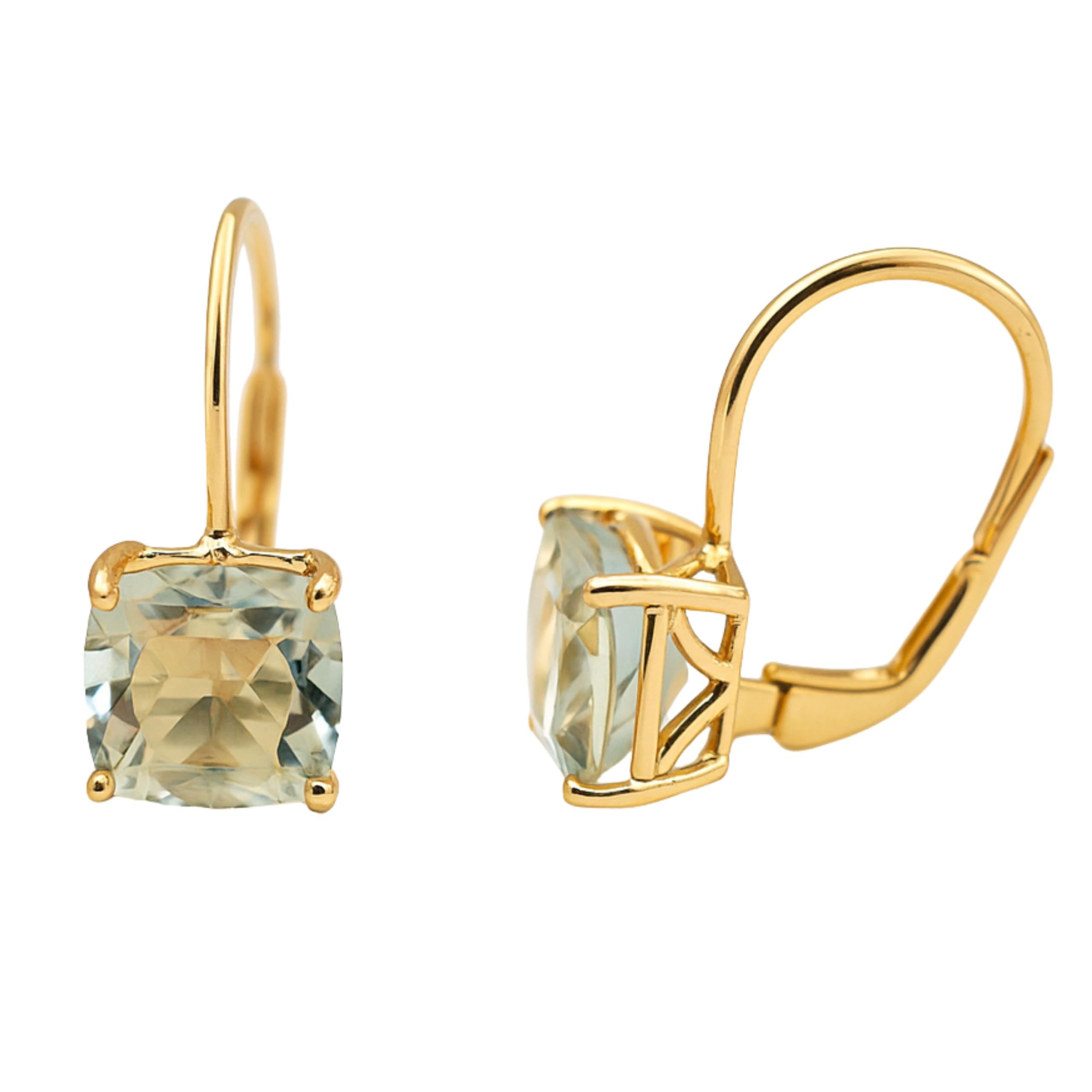 Orecchini in argento sterling 925 con prasiolite ametista verde taglio cuscino