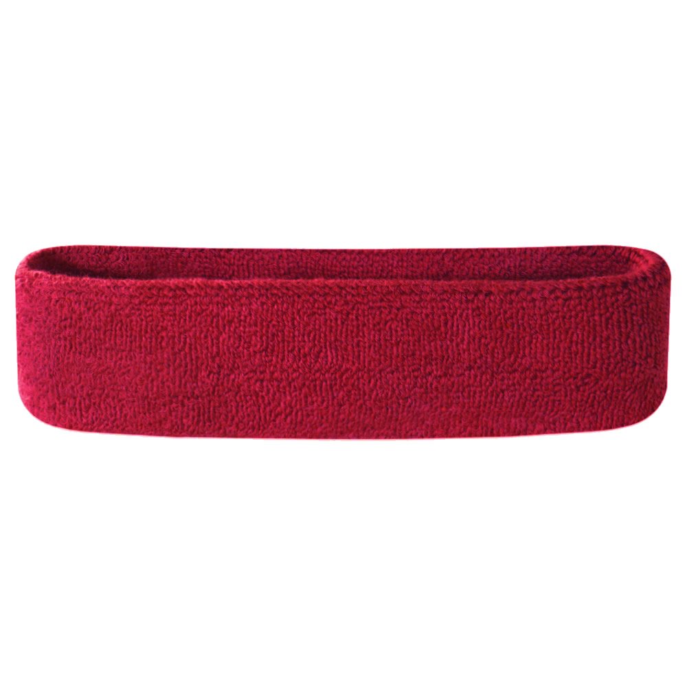 Suddora Sweatband/Headband - Terry Cloth Athletic Basketball Head Sweat Bands (Maroon)-image-26