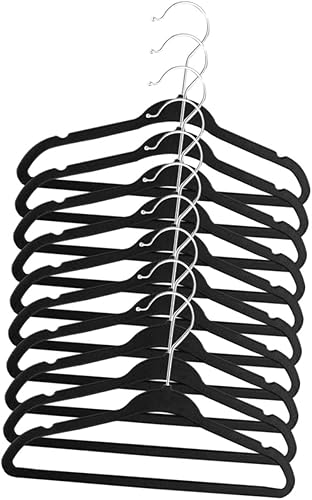 Miniatura 8 de HOMSFOU 20 piezas flocado antideslizantes perchas perchas armario suspensión de plástico falda suspensión suspensión suspensión de viaje percha ropa
