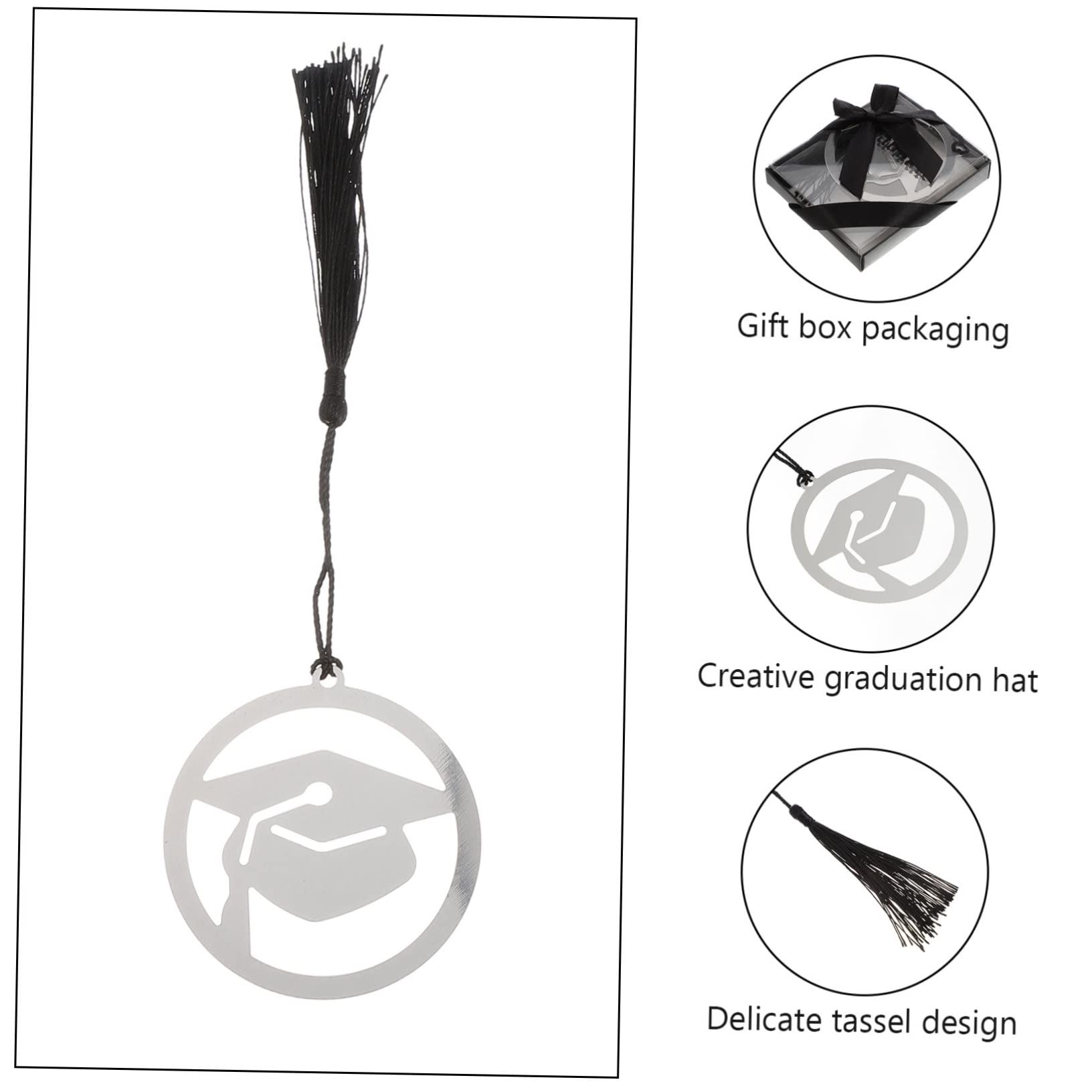 HOMSFOU 2 Sätze Arzt Hut Lesezeichen Abschluss-buchzeichen Schüler Lesezeichen Doktorhut Groß Kappen Die Abschlusskappe Party Metall Material Black 10 Stück * 2