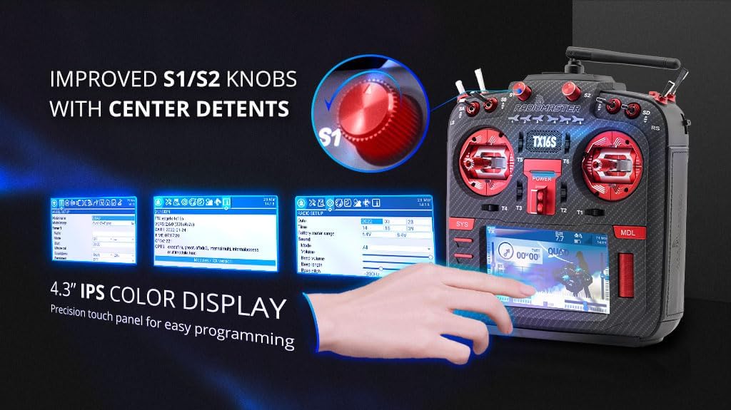 Radiomaster TX16S MKII MAX display and S1/S2 knobs