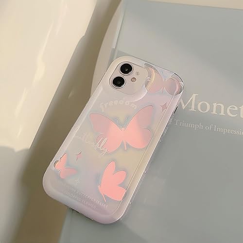 Miniatura 2 de Funda compatible con iPhone 12, bonito diseño de mariposa láser con purpurina para mujeres y niñas, funda protectora de TPU suave a prueba de golpes
