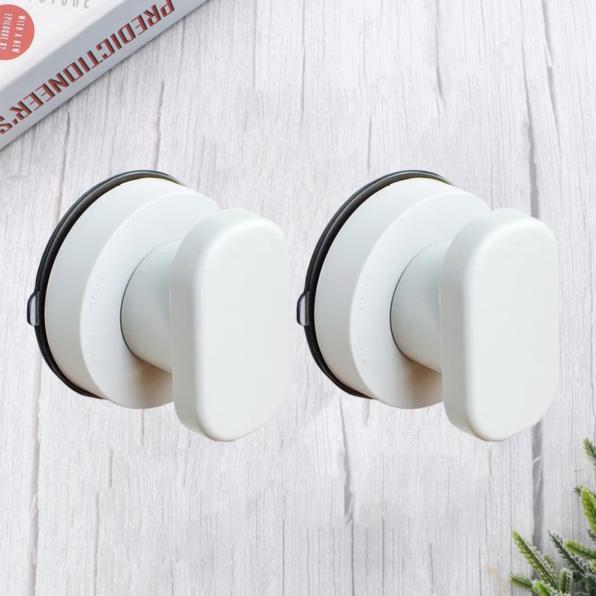 2Pcs White Suction Cup Safety Grab Bars for Bathroom Bathtub Wall Mounted Handrails Stainless Steel and Plastic Non-Drilling Support Rails for Elderly and Stable Toilet and Shower