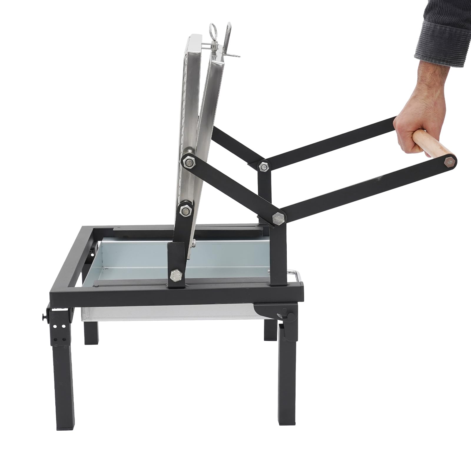 Barbecue pieghevole a carbonella, 48 cm/68 cm, con griglia girevole a 360°, per campeggio, giardino, picnic e spiaggia, pieghevole in acciaio inox con funzione di trasporto (48 cm)