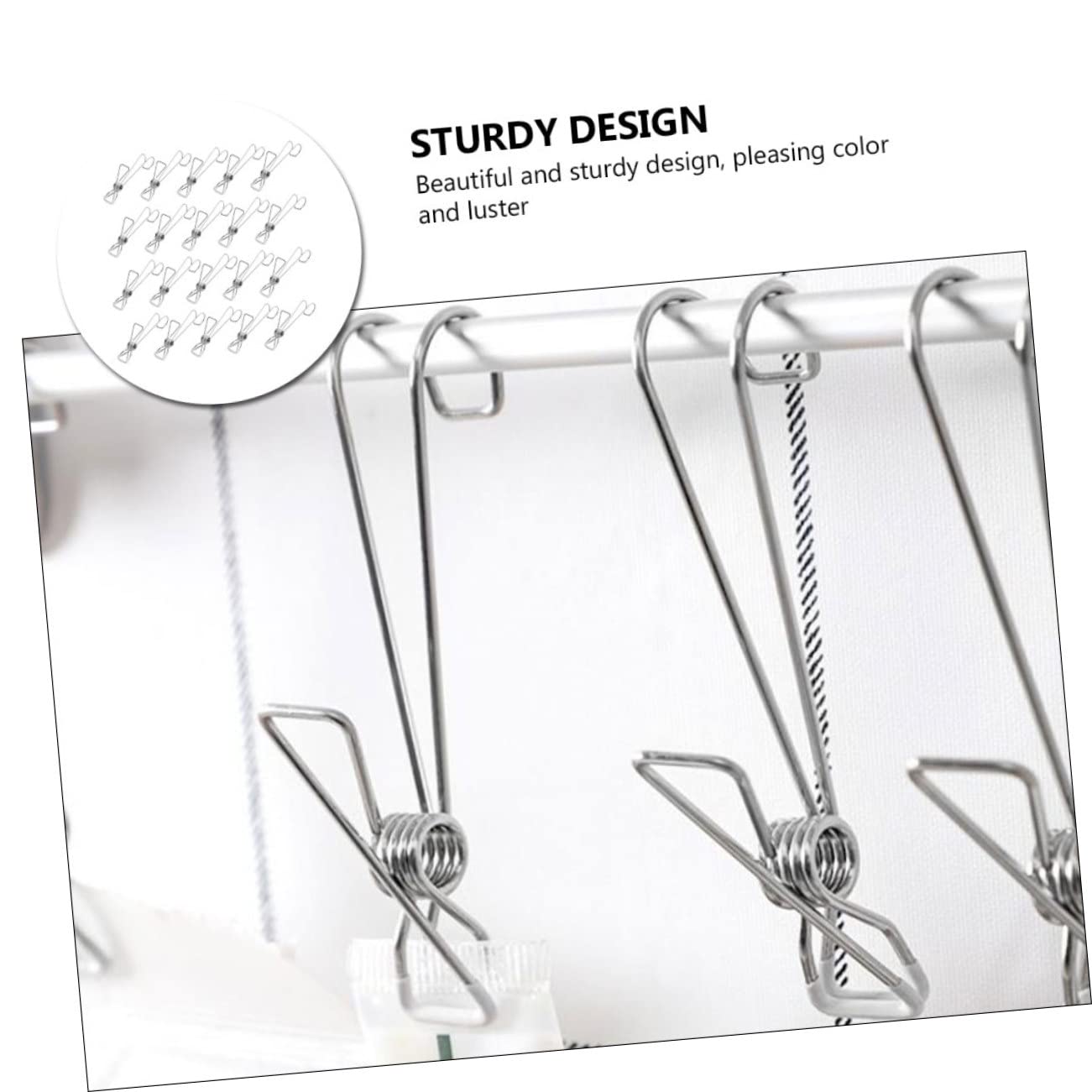 Wäscheklammern, Edelstahl-Wäscheklammern, 25 Stück Edelstahl-Clips, Wäscheleinen-Clips, Edelstahl-Kleidung, Metall-Kleidung