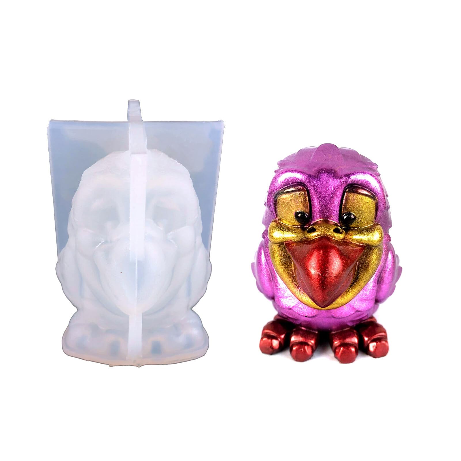 Moule En Silicone 3D Fondant Pour Perroquet - Moule à Bougies Perroquet Mignon - Moule à Bougies Oiseau Endormi - Moule Décoratif Pour Gâteau Au