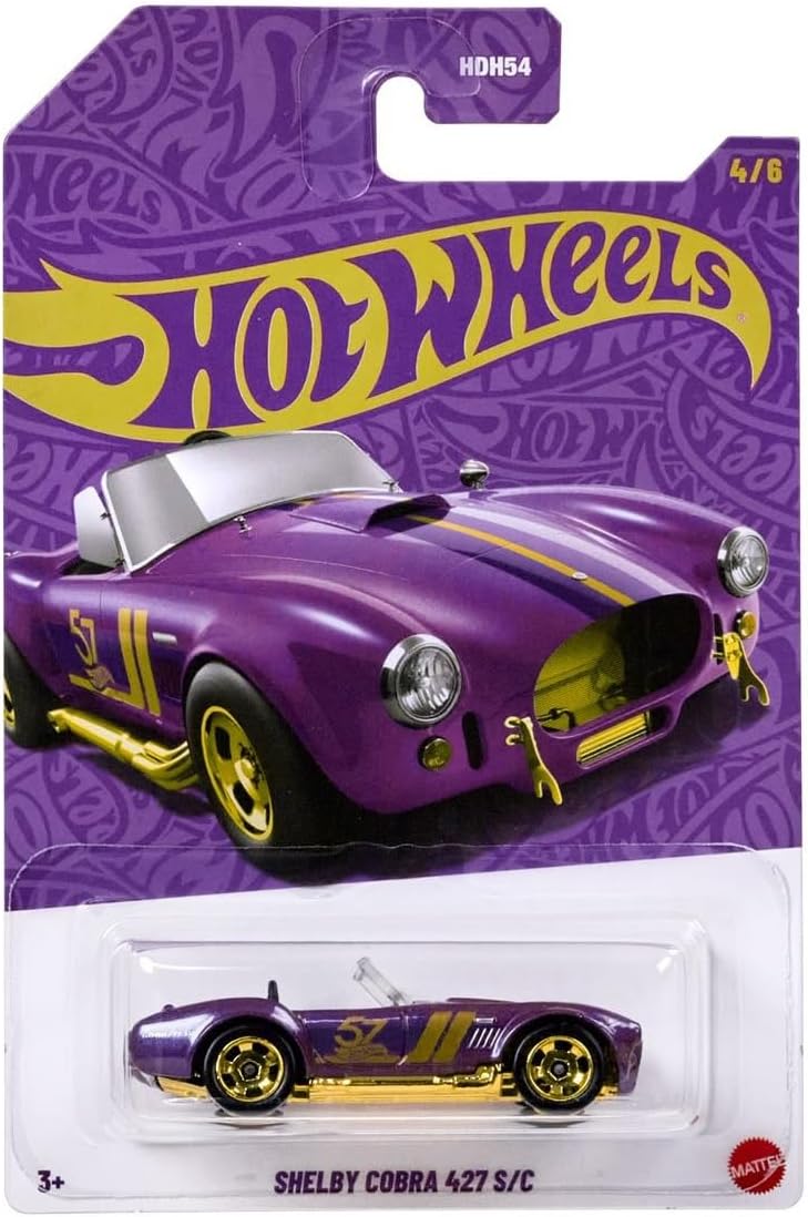 Hot Wheels Pearl & Chrome Shelby Cobra 427 S/C, Purple, 57th Anniversary Collection, 1:64 Scale Diecast Car