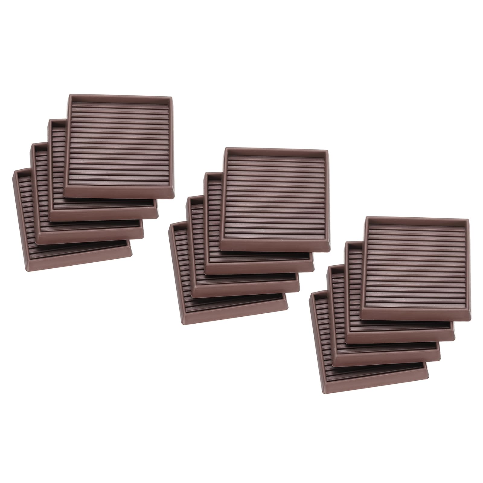 Almohadillas para muebles de goma, 12 tazas cuadradas con tiras antideslizantes