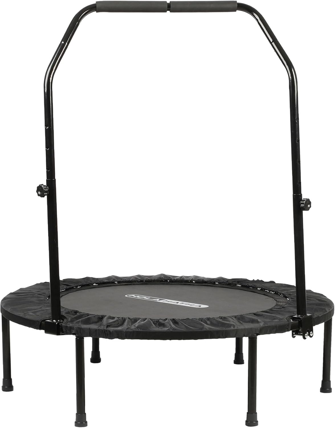 HolaHatha Foldable Mini Trampoline Fitness Rebounder for Home Gym Workouts – with 5-Level Adjustable Handle, Heavy-Duty Steel Frame, Portable Design, and Supports up to 440 Pounds