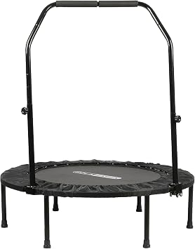 HolaHatha Foldable Mini Trampoline Fitness Rebounder for Home Gym Workouts with 5-Level Adjustable Handle, Heavy-Duty Steel Frame, Portable Design, and Supports up to 440 Pounds