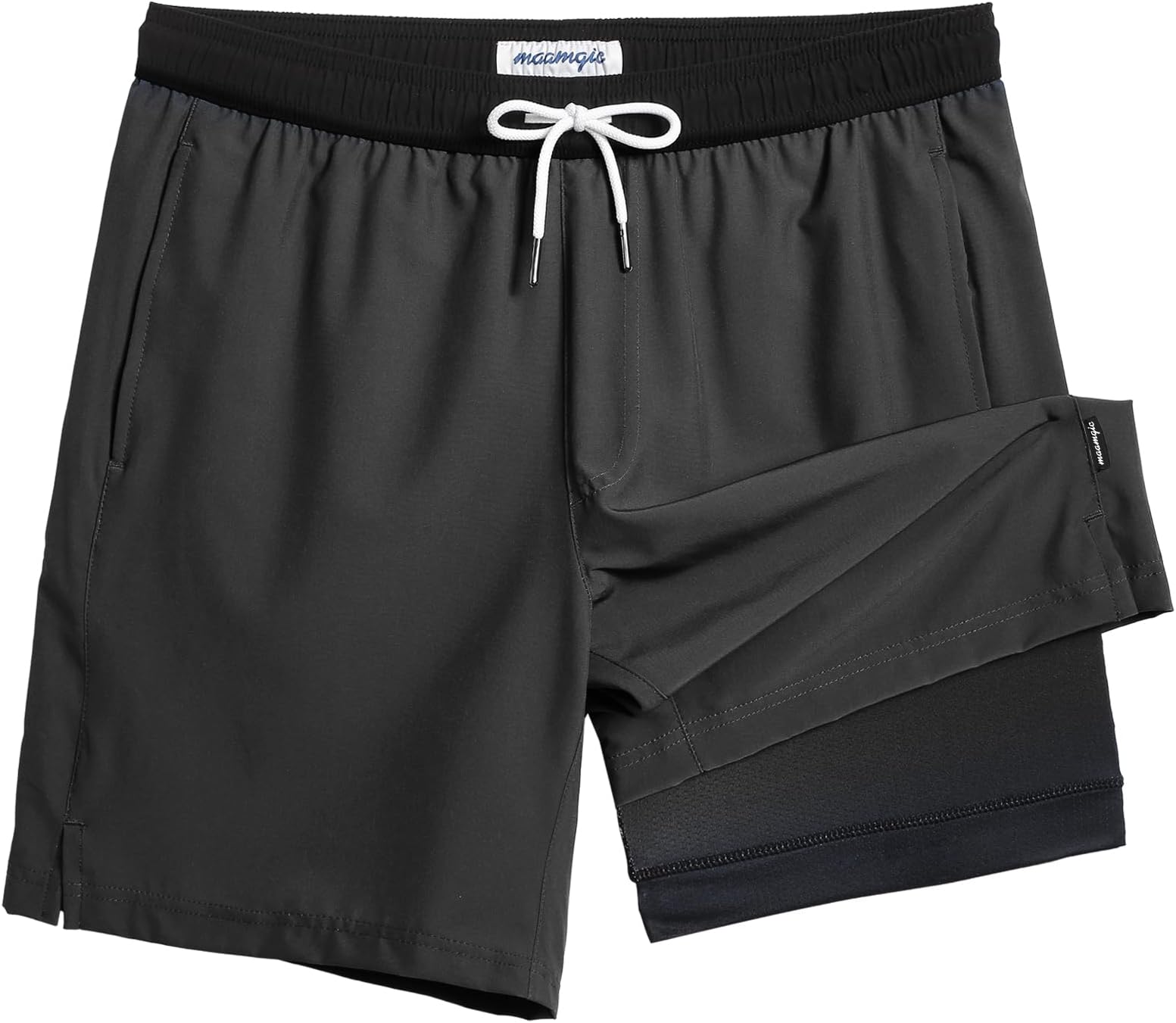 maamgicMens Swim Trunks with Compression Liner 7 Inch Inseam Mens Bathing Suit Quick Dry Swimming Trunks Swimsuit