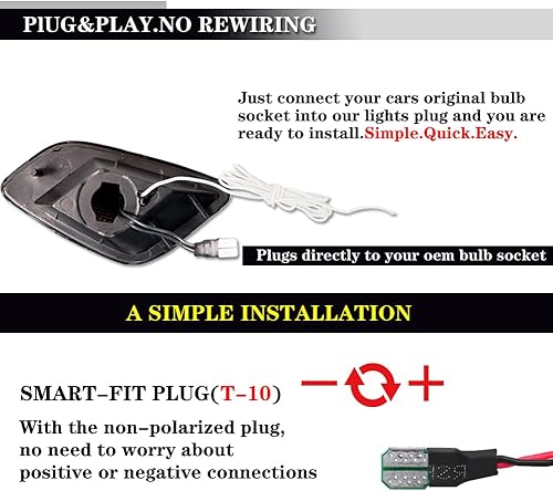 Miniatura 5 de KENRTIR para Jeep Wrangler TJ 1997-2006 Luces de marcador laterales de guardabarros delanteros Lente ahumada Lámparas LED ámbar y blanco de doble