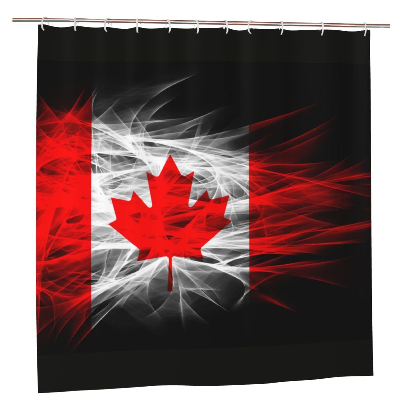 Oudrspo Canada Flag Unique Designer Artwork Shower Curtain 72x72 Inch - Polyester Bathroom Decor with Metal Grommets