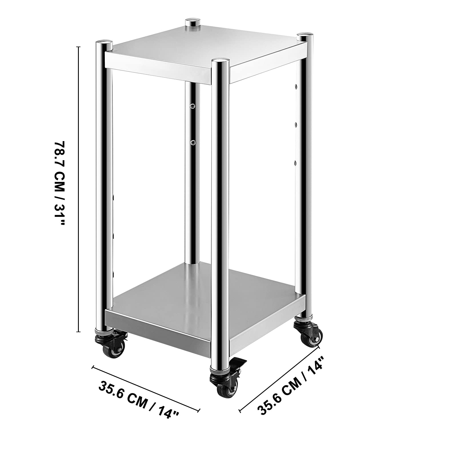VEVOR Supporto per scaldariso 14" x 14" in acciaio inossidabile Supporto per scaldariso Supporto per attrezzature da cucina commerciale Scaldariso commerciale con ruote e due freni