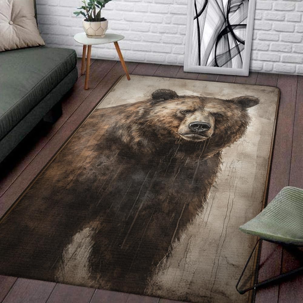 Bear Rug for Bathroom and Living Room - Soft, Machine Washable (Style 08)