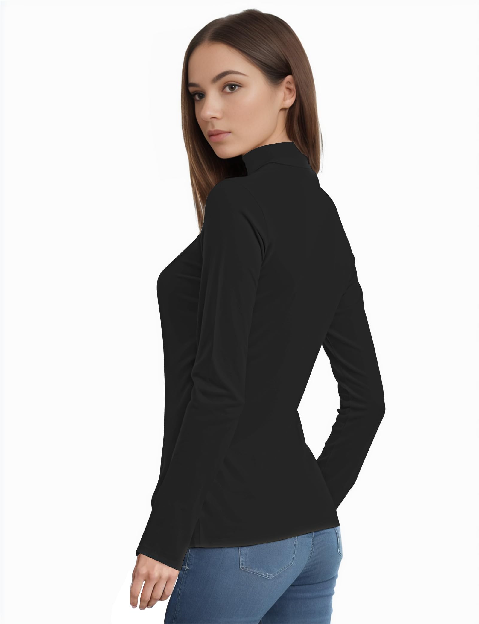 Womens Long Sleeve Turtleneck T-Shirts Mock Neck Underwear Fall Winter Fashion Base Layer Casual Lightweight Soft Tops