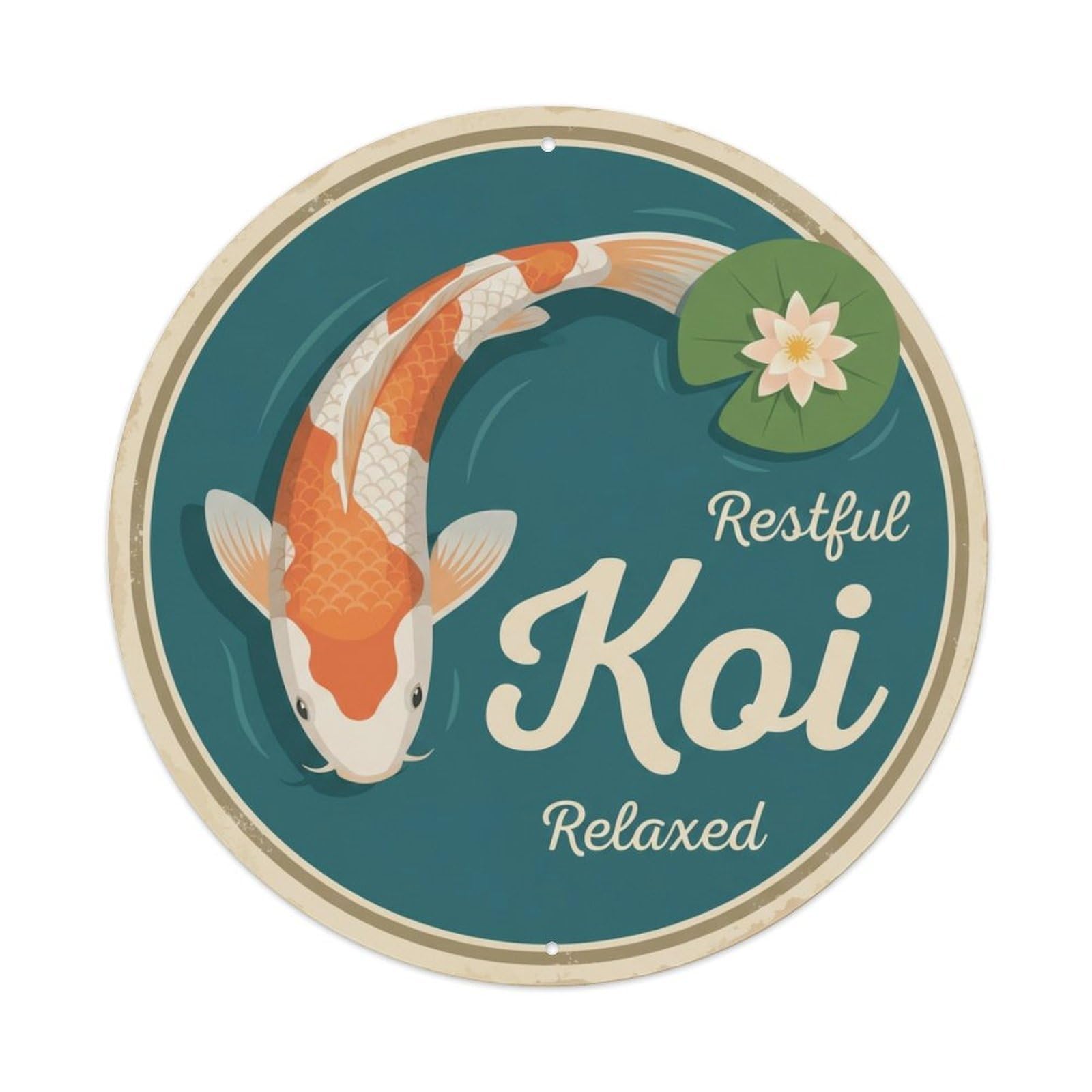 Tgrcjimh Style Metal Tin Sign Koi Fish Gorgeous Bright Japanese Retro Ukiyo-E
