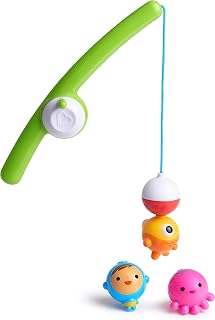 Munchkin Fishin' Magnetic Bath Toy Set, 4pc - Toddler Fishing Rod & Floating Sea Creatures for Hand-Eye Coordination Fun 24M+