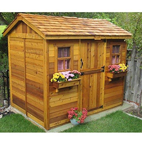 Cabana 9 x 6 Cedar Shed Kit with Cedar Roof, Dutch Door, 2 Functional Windows with Screens