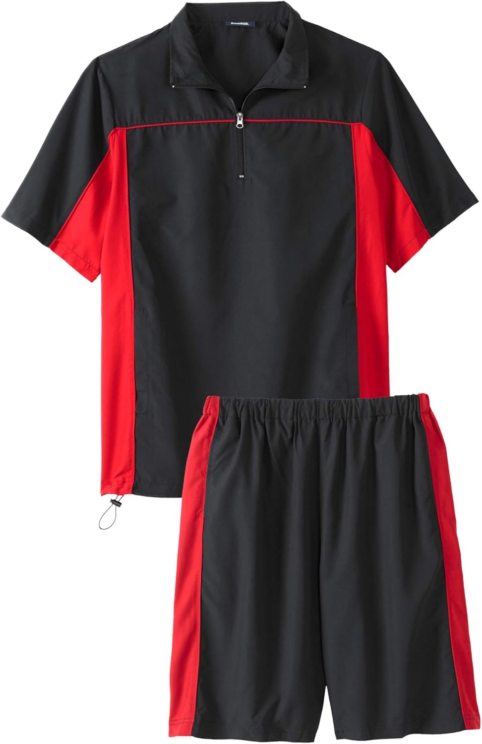 KingSize Men's Big & Tall Quarter Zip Short Sleeve Colorblock Tracksuit