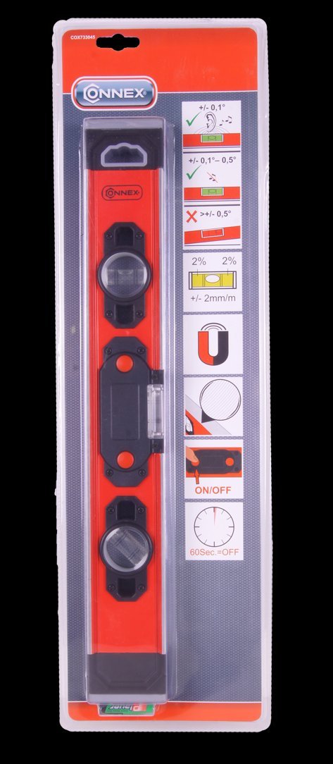 Connex COX733060 - Livella a bolla con segnalazione acustica, 45 cm
