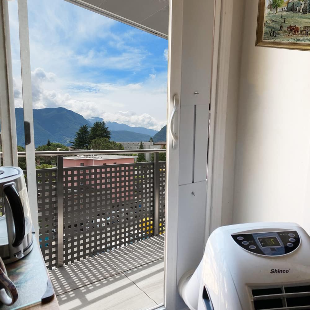 Portable Sliding Door Air Conditioner Kit, New Upgrade Door AC KIT, Adjustable AC Sliding Door Vent Kit 16.9 Inches - 90 Inches, with 2pack 3m seal, Suit for 5.9''/15cm Exhaust Hose