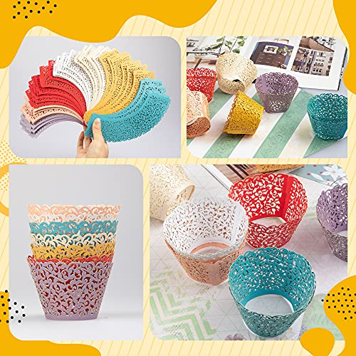 WSERE 60 Pieces Gold Cupcake Wrappers, Lace Liner Muffin Paper Cake Wraps Decorations, Safety Health for Wedding Party Birthday Decor