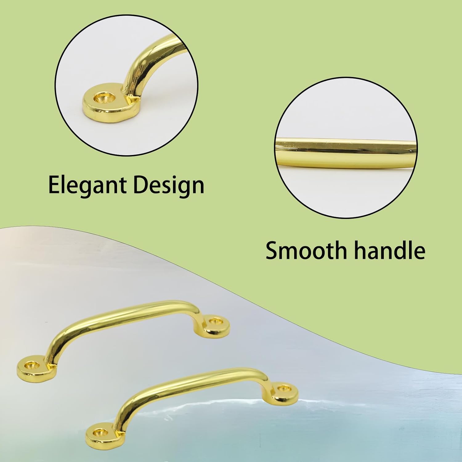 4Pcs Gold Large Zinc Alloy Gate Pulls, 110mm / 4.33" Hole-Distance Cabinet Handles, Sliding Door Handles for Cabinets and Drawers, Dresser, Closet