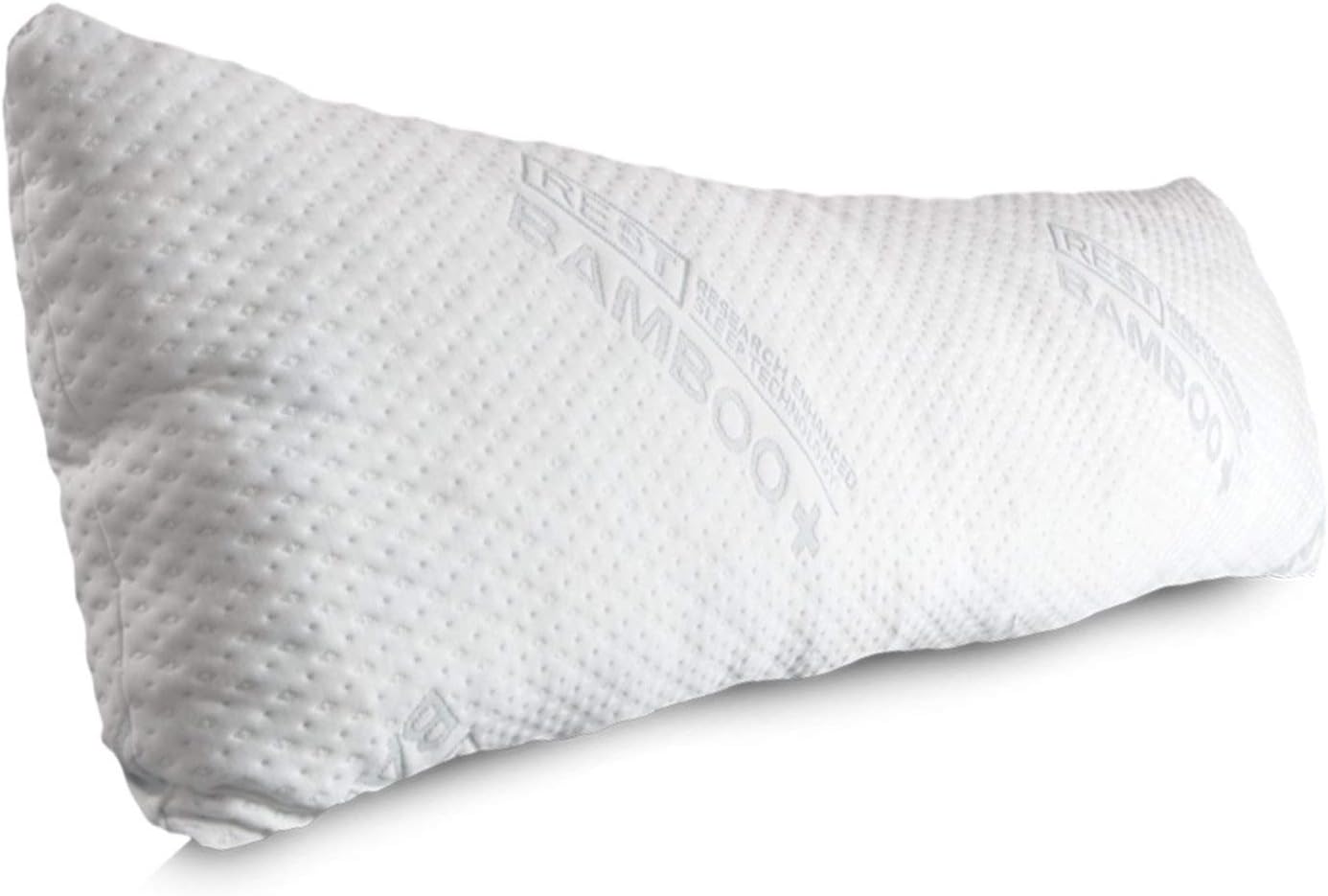 REST Premium Bamboo Memory Foam Pillows for Sleeping, 20in x 58in Body Size for Sleeping, Cooling Sleep Shredded Bed Pillows, Hypoallergenic, Firm Pillows for Head and Neck Support,Washable