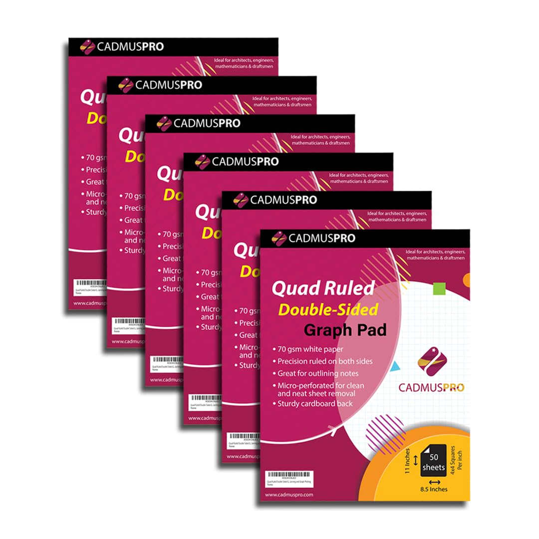 CADMUSPRO Letter Size Graph Pad, 8.5"x11", 50 Sheets - 70 GSM - Pink Cover
