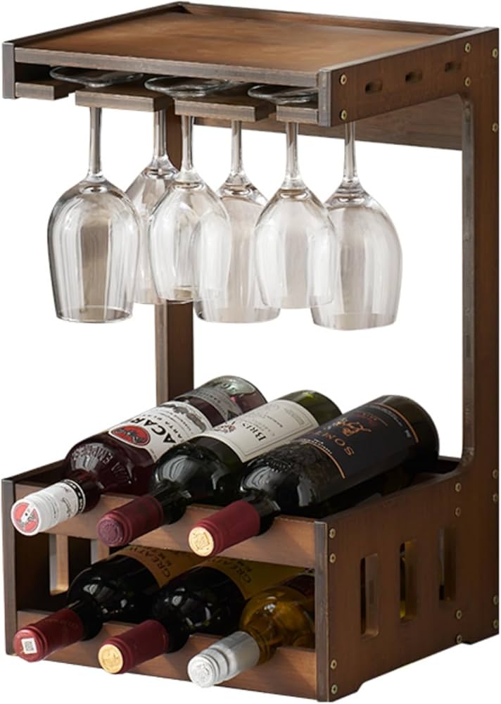 Amazon｜Bxzzuisワインラック ワイングラスホルダー 竹製 壁掛け可能 6