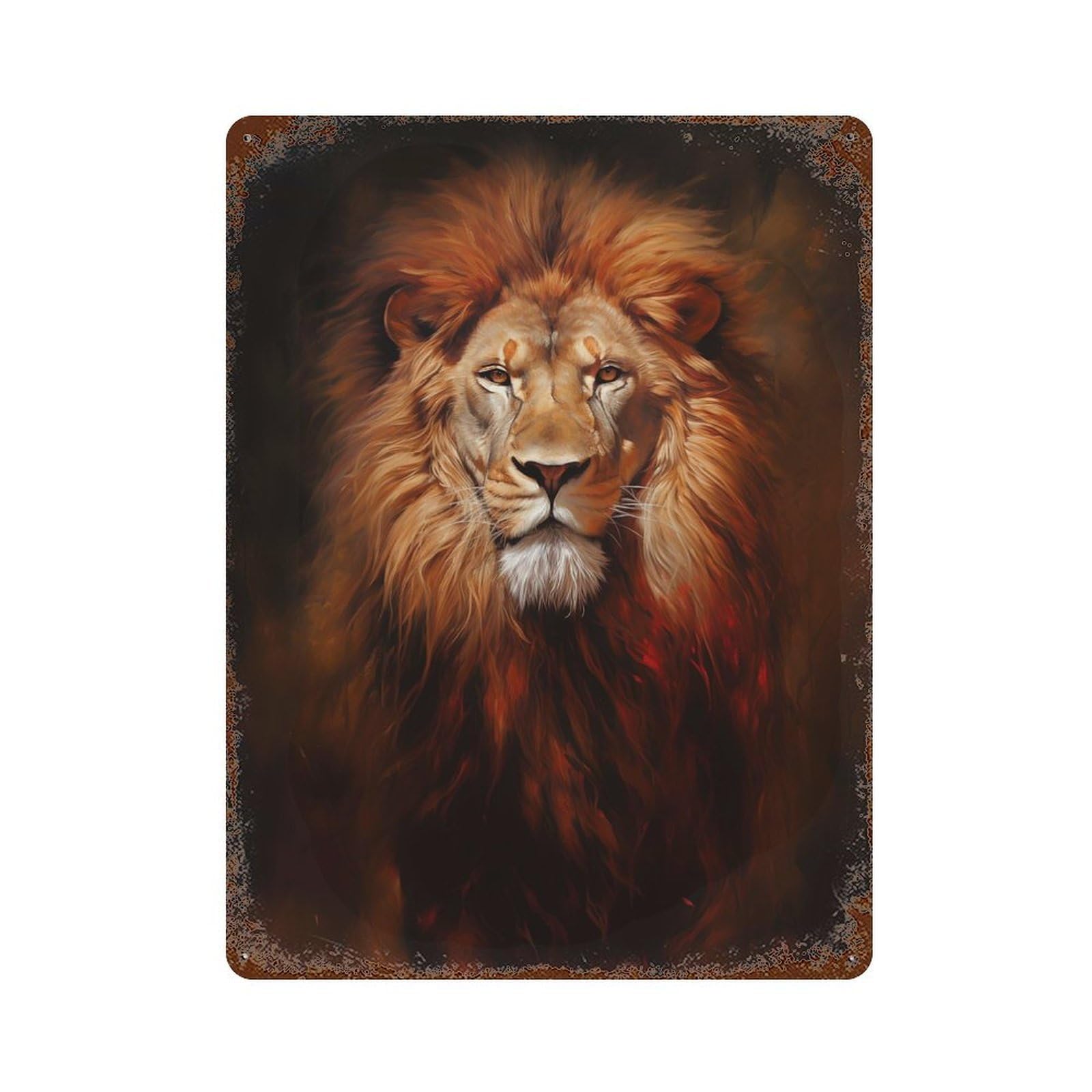 Lion Retro Metal Sign 15.7"x11.8", Vintage Wall Decor for Bistro, Counter And Cafe Decor