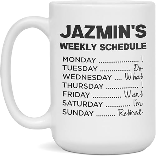 Miniatura 3 de Jazmin weekly schedule retirement coworker employee coffee mug, 11-Ounce White